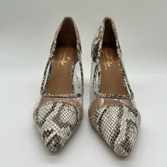 Journee Women 9 Gray Genuine Leather Gabbie Snake‎ Embossed Pointed Toe Pump - Picture 4 of 14